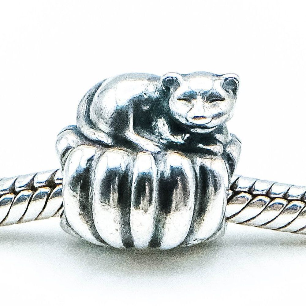 Retired Authentic Pandora Bracelet Sterling Silver Cat Basket Charm - 790595